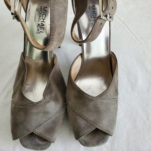MICHAEL Michael Kors Grey Suede Peep Toe Platform